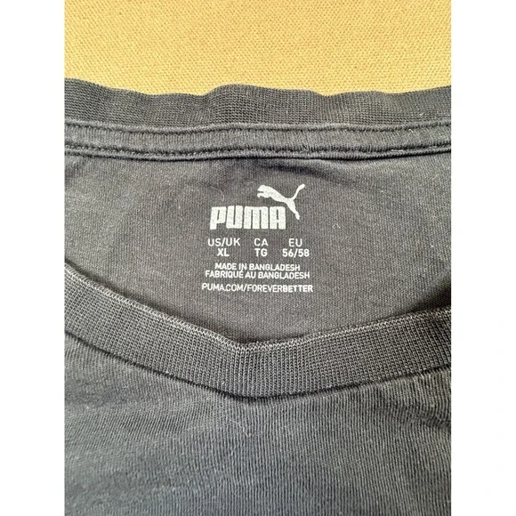 Puma Sports Graphic T-Shirt Mens XL Black Short Sleeve Casual Top - Picture 2 of 5